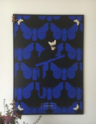 Poster mit blauen Schmetterlingen